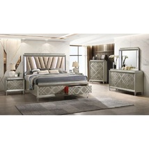  Flitwick Champagne 4PC Modern Bedroom Set with LED Bed and Storage - $1,799.00