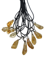 Citrine Pendant Necklace Real Gemstone Positivity Happy Crystal Cord Jewellery  - £3.95 GBP