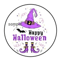 30 HAPPY HALLOWEEN WITCH ENVELOPE SEALS LABELS STICKERS 1.5&quot; ROUND PARTY... - £5.96 GBP