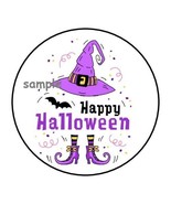 30 HAPPY HALLOWEEN WITCH ENVELOPE SEALS LABELS STICKERS 1.5" ROUND PARTY FAVORS - £5.98 GBP