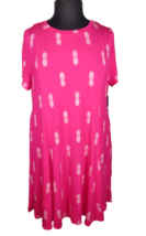 Torrid Plus Size 2X Pink Pineapple Print Short Sleeve Dress, Pockets, Super Soft - £27.48 GBP