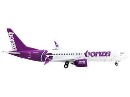 Boeing 737 MAX 8 Commercial Aircraft Bonza Aviation White Purple 1/400 Diecast M - £44.59 GBP