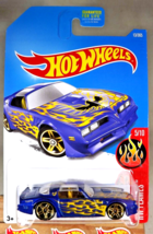 2017 Hot Wheels #13 Hw Flames 5/10 &#39;77 Pontiac Firebird Blue w/Gold Pr5 Spokes - £8.59 GBP