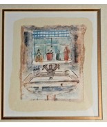 Adorable Framed and Matted Bathroom/Kitchen Sink Scene Unsigned Artwork - $556.92 MXN