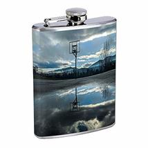 WolfT Basketball Reflection Hip Flask Stainless Steel 8 Oz Silver Drinki... - £7.93 GBP