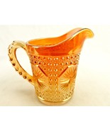 Imperial Amber Carnival Glass Milk Pitcher, Star Medallion Pattern w/Hob... - $26.73 CAD