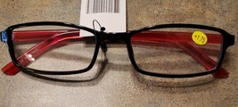 Plastic Framed Reading Eye Glasses ~ Black/Red Frame ~ +1.75 Strength ~ K71 - £11.76 GBP