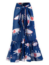 Beach Fashion Women&#39;s Chic Striped Devil&#39;s Eye Print Beach Skirt | Gulf Coast Be - £14.62 GBP