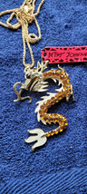 New Betsey Johnson Necklace Dragon Yellow Rhinestone Oriental Collectible Nice - £12.08 GBP