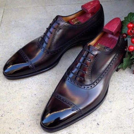 NEW Handmade dress lace up formal shoes man wingtip shoes custom made leather sh