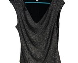 Oynx Draped Top Womens Size L Sparkly Fine Knit Pullover  Black Silver  ... - $13.58