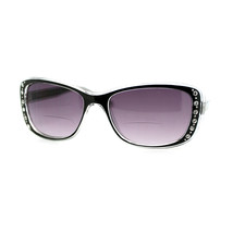 Mujer Bifocales Lectura Gafas Sol Lente Estrás Rectangular Marco - $11.18+