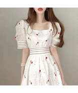 Embroidery Square Neck Hollow A-line Dress - €52,17 EUR