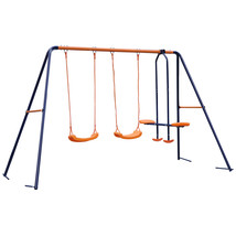 Durable Double Swing Set Garden Swing With 1 Seesaw Set For Children Outdoor - £122.73 GBP