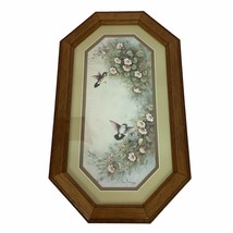 Margie Morrow 1983 Two Hummingbirds Nest Art Print Octagonal Frame Signed 19&quot; H - £18.59 GBP