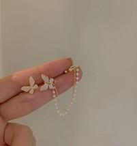 LATS Korean Elegant Cute Rhinestone Butterfly Stud Earrings For Women Girls Fash - £10.50 GBP