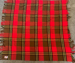 Vintage Troy Wool Blanket Throw Plaid checks Yellow red black Troy Leisure - $498.37 MXN