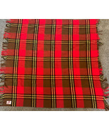 Vintage Troy Wool Blanket Throw Plaid checks Yellow red black Troy Leisure - $26.18