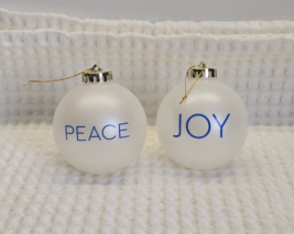Lot of 2 White Plastic Christmas Balls COX Peace &amp; Joy - $318.30 MXN