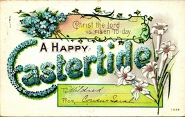 Large Letter Floral A Happy Eastertide Embossed 1911 DB Postcard E3 - £7.85 GBP