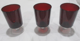 Vintage Ruby Red Arcoroc Stem Glasses Set 3 - £11.27 GBP