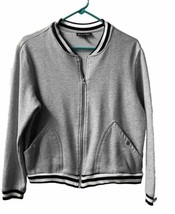 Alison Andrews Womens Size M Gray Black Full Zip Fleece Lined Sweatshirt... - £10.38 GBP