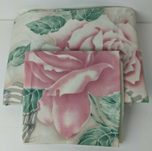 Vtg Springmaid Percale Floral Rose w. Ribbon Twin Flat &amp; Pillowcase - £12.47 GBP