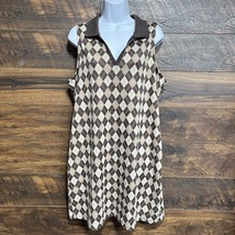 Madden NYC 3X Bodycon Min Women&#39;s Sleeveless V-Neck Brown Polo Collar - $15.20
