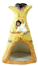 Ceramic Teepee Incense Burner With Angel Figurine Decor - $19.90