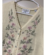 Vintage Marisa Christina Granny Cottage Vest Plaid Embroidered Sz XL Cream - $28.01