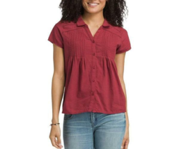 New Womens NWT L Red Rust PrAna Top Cotton Short Sleeve Organic Casual K... - $108.90