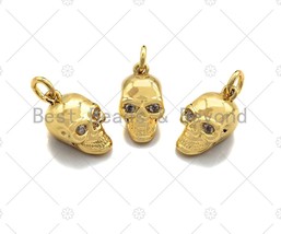 Dainty Gold Skull Head Pendant/Charm,Cubic Zirconia Charm, Necklace Bracelet - $2.50