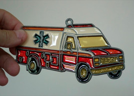 Vintage 70s Old School AMBULANCE EMS Paramedic Sparkle Window Suncatcher... - $376.73 MXN