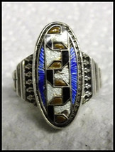 Original 1920s Art Deco Enamel and Sterling Egyptian Snake Ring - $100.00