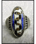 Original 1920s Art Deco Enamel and Sterling Egyptian Snake Ring - €87,16 EUR