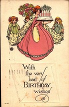 Embossed POSTCARD-WITH The Best Of Birthday WISHES-WOMAN With Birthday Cake BK38 - £2.36 GBP