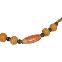 Vintage Glass Beaded 16” Choker Necklace Antique Orange White Barrel Clasp - $59.95