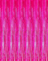 2 Pcs 3.2ft x 8.2ft Shiny Pink Metallic Tinsel Foil Fringe Curtains Photo Booth  - £17.76 GBP