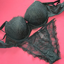 Victoria&#39;s Secret 36DD,38C Bra Set L String Panty Teal Green Lace Dream Angels - £63.45 GBP