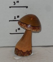 Vintage Hand-Made Wood Carved Art Psychedelic 2&quot; Magic Mushroom - £42.39 GBP