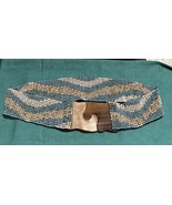 Western Stretchy Beaded Belt Wooden Clasp Size 28” Stretches Vintage Blu... - €12,05 EUR