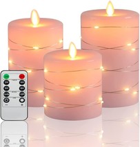 3 Pack Flameless Candles, Battery Candles with String Light.Battery Powered LED - £11.59 GBP