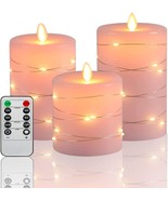 3 Pack Flameless Candles, Battery Candles with String Light.Battery Powe... - £11.33 GBP