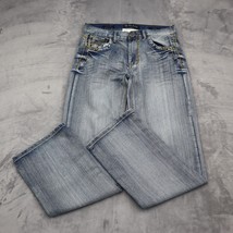 Black Pants Womens 32 Blue Denim Flat Front Straight Pockets Low Rise Boot Jeans - £20.20 GBP