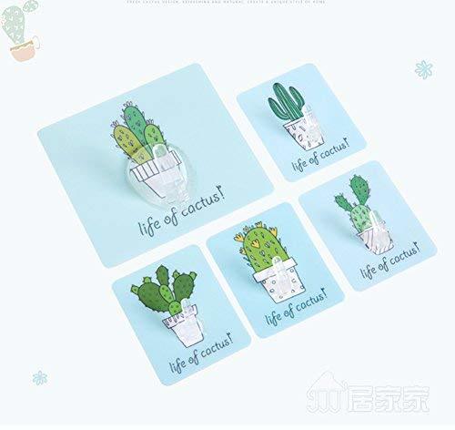 PVC 5-in-1 Cartoon Cactus Door Wall Sticky Hooks Dependable Power Suction Hook S - £6.96 GBP