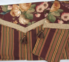 Waverly Sweetwater Floral Stripe Burgundy Envelope Tasseled 2-PC King Sh... - $38.00