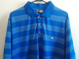 Callaway Opti Dri Golf Blue White Striped Short Sleeve Polo Shirt Men Size Large - £11.67 GBP