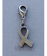 Breast Cancer Awareness Ribbon Clip On Charm Fits Link Chain Black Gunme... - £3.15 GBP