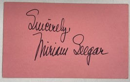 Miriam Seegar (d. 2011) Signed Autographed Vintage 3x5 Index Card - £15.97 GBP