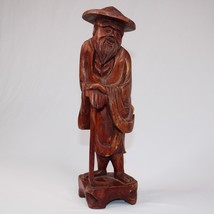 Vintage Chinese Or Japanese Boxwood Carved Statue Figure Of Man With Hat... - $18.37 CAD